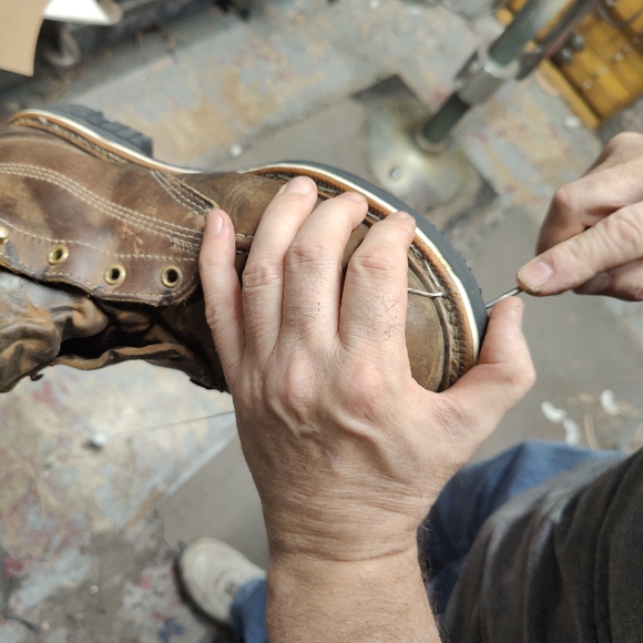 Industrial Work Boots Resoled with Vibram Alpha #1318 Oil Resistant Heel Defined - Picture 7 of 15